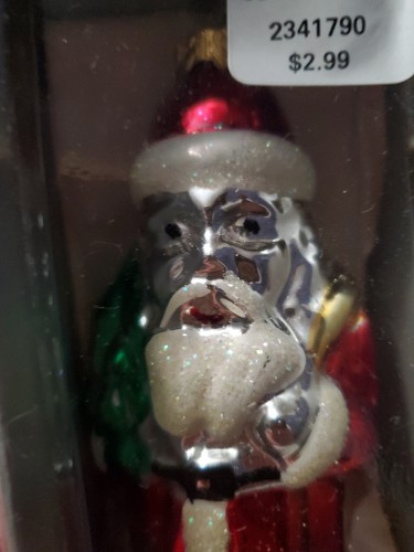 Ornamento Babbo Natale Vintage 5" Vetro Soffiato Vacanze Natale Sottovento NOS - Foto 2 di 4