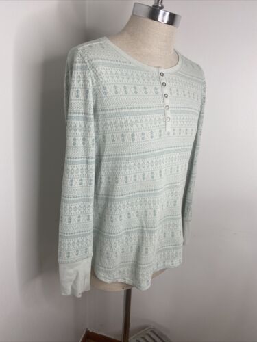 Carhartt Shirt Womens M Grey Green Long Sleeve Henley Waffle Knit Base Layer - Picture 3 of 9
