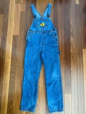 Winnie the POOH Hello There Little Friend Denim Bib Overalls Frayed Worn Girls L