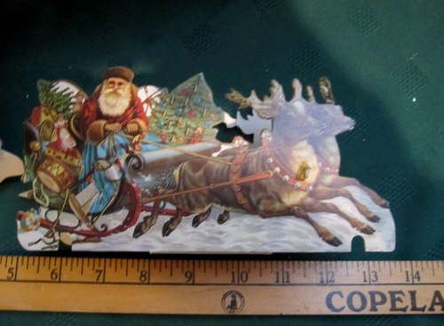2 MERRIMACK DIECUT CARDBOARD SANTA & REINDEER CANDY BOX & 13" LITTLE GIRL ANGEL - Picture 4 of 15