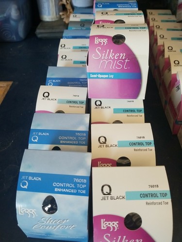 leggs sheer comfort/silken mist Semi Opaque Leg pantyhose Q Jet Black 76018 - Picture 1 of 6