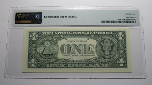 $1 2003 Repeater Serial Number Federal Reserve Currency Bank Note Bill PMG UNC67 - Picture 3 of 3