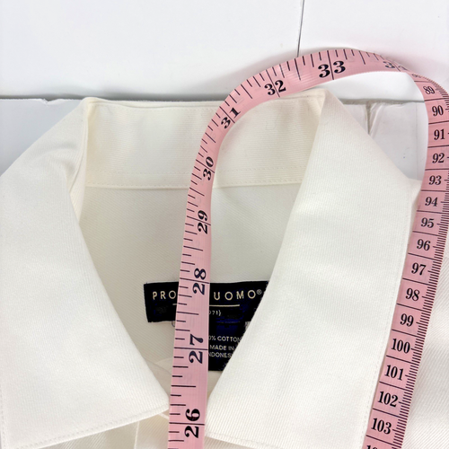Pronto Uomo Men's White 16.5 34/35 Dress Shirt 100% Cotton French Cuff - Picture 11 of 13