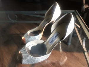 Jimmy-Choo-Women-s-Logan-Silver-Glitter-Shoes-Size-8-5