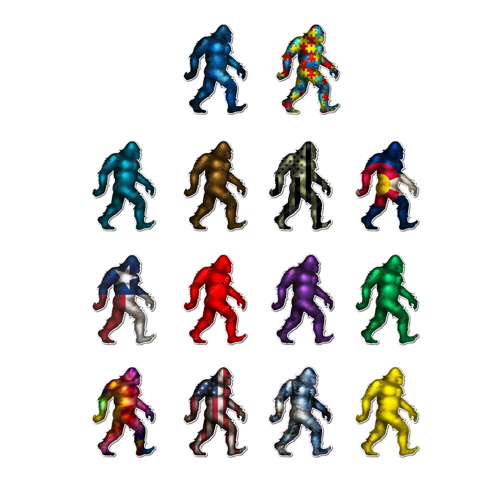 Sasquatch Yeti Bigfoot Decal Sticker for Car Truck Window Bumper American Flag - Image 2 of 4