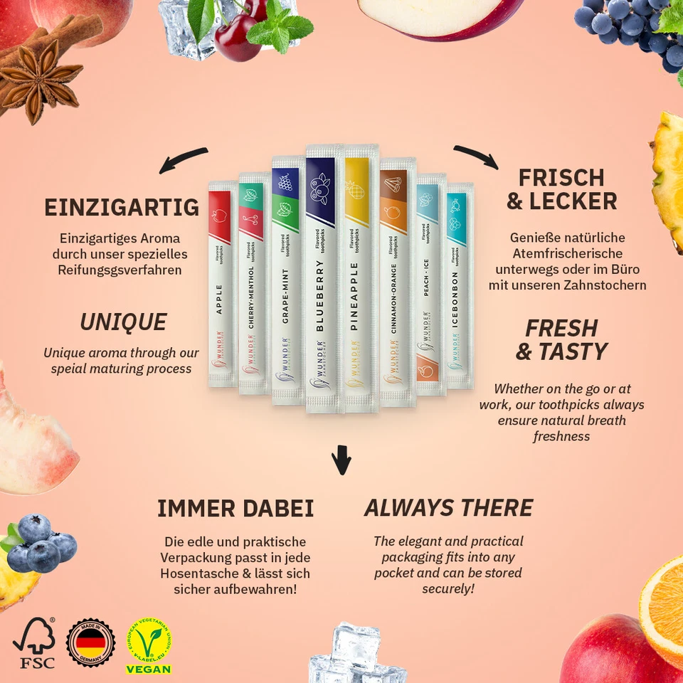 Wunder Zahnstocher mit Geschmack - 80er Single Pack - Mix Set  - Bild 2 von 4