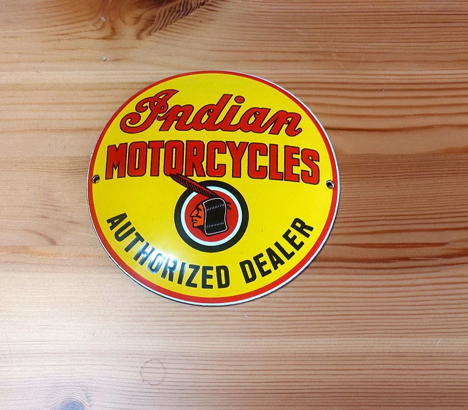 Indian MOTORCYCLE AUTHORIZED Emailschild MAKELLOS Werkstatt Garage Schild 12cm - Bild 3 von 4