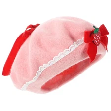 VALICLUD Women Strawberry Berets Wool Strawberry Costume Beanies Cosplay Hat ...