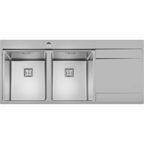 Kitchen Sink 2.0 Double Bowl RH Drainer Stainless Steel Modern Inset Waste Kit - Picture 3 of 9