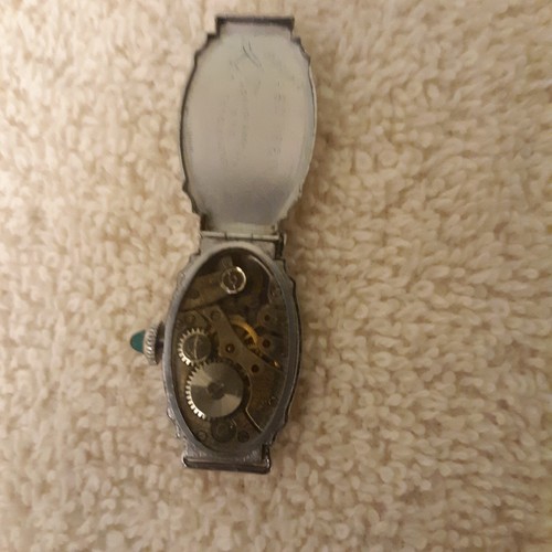 Bulova Miss America Watch, 1924, Art Deco, Emeralds, Running - Picture 6 of 9