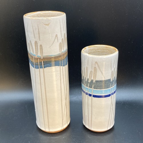 Art Pottery Vases / Makeup brush Holders Signed Gala 1989 Set Of 2 READ - Picture 8 of 10
