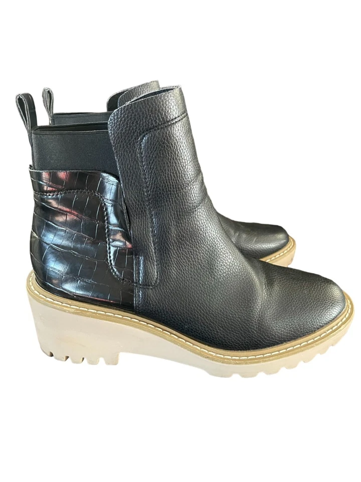 Женские черные кожаные коренастые сапоги-покас на танкетке Nicole Miller размер 10 - Изображение 3 из 4