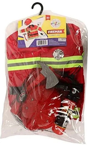 Costume da pompiere per bambini bambini Halloween ragazzi ragazze set 7 pezzi cappotto cappello - Foto 6 di 7