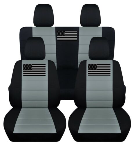 Fundas de asiento de coche delanteras y traseras con bandera americana se adaptan a Jeep Wrangler JK 2007-2018 - Imagen 15 de 20