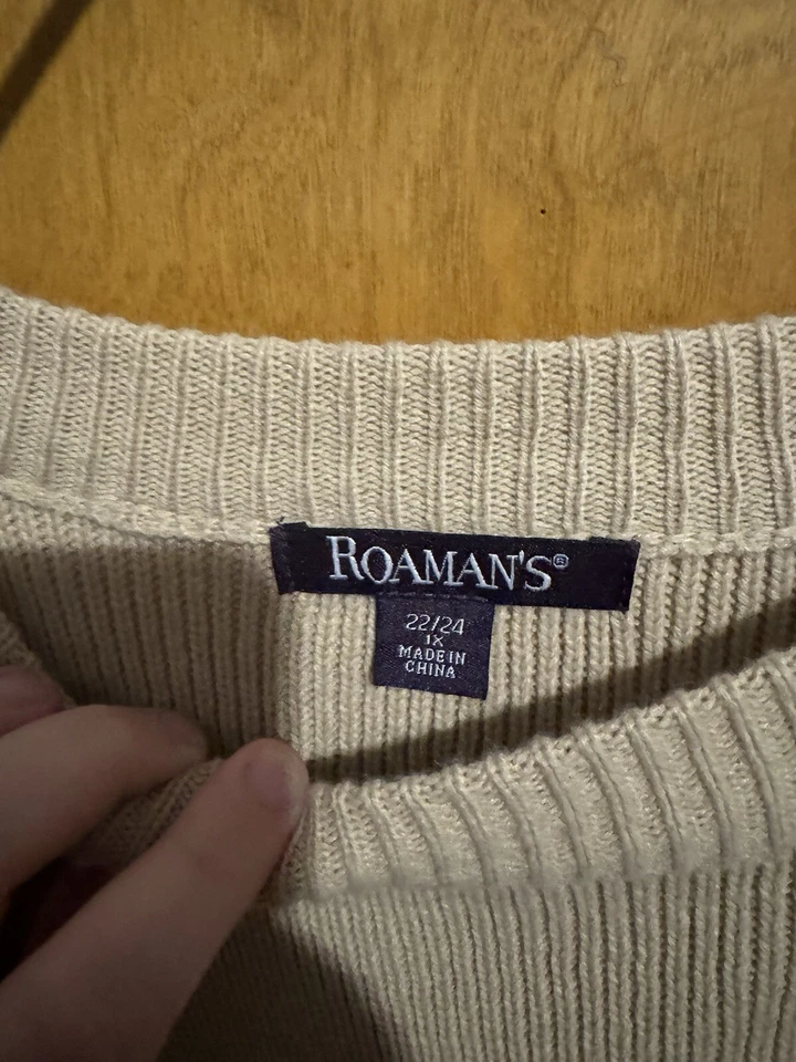 Женский свитер Roaman большого размера 22 желтовато-коричневый с многоярусными оборками рукавами - Изображение 2 из 3