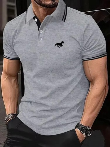 T-shirt uomo classica manica corta polo estiva top casual nuova - Foto 7 di 10