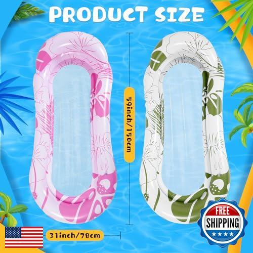 Briwooody 2 Pcs Inflatable Pool Float Mat Pool Floaties Rafts with Headrest L - Picture 2 of 5