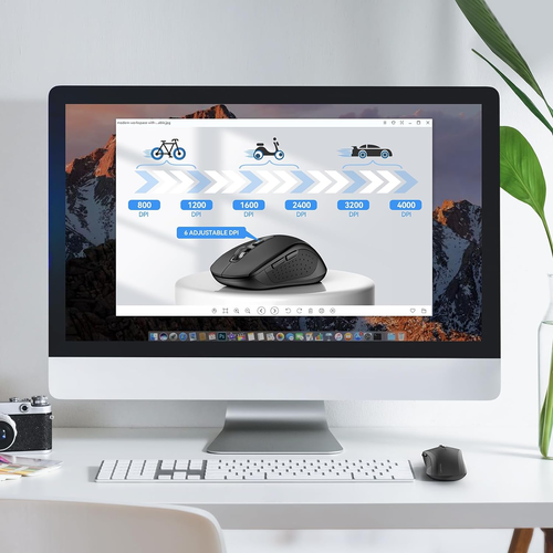 TECKNET Bluetooth Mouse, 4000DPI Wireless Mouse for Laptop 2-in-1(BT 5.0/3.0+2.4 - Picture 3 of 9