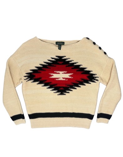 Lauren Jeans Co Ralph Lauren Women’s S Southwestern Aztec Sweater Pullover Boho - Picture 4 of 9