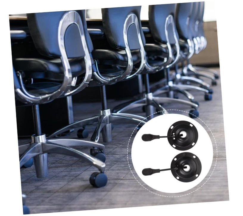 2pcs Bar Stool Swivel Plate Round Seat Base Chair Replacement Parts - Black - Image 3 of 4