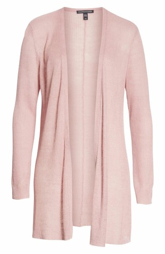 Cárdigan abierto largo de lino orgánico de cuarzo rosa EILEEN FISHER XXS 0 TTP 2 rosa NUEVO - Imagen 2 de 7