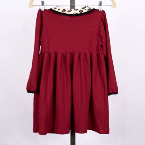 Vintage Buster Brown Animal Print Collar Dress w/ Cat Applique Girls Size 6 Red - Picture 4 of 5