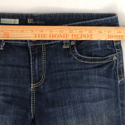 Stivali donna Kut From The Kloth Natalie taglio jeans blu denim vita alta 12 - Foto 4 di 11