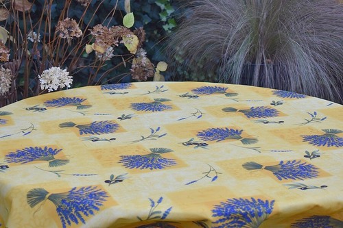 Tischdecke Provence bügelfrei 180 cm rund Lavendel gelb Frankreich pflegeleicht - Picture 2 of 3