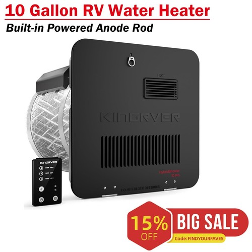 10 Gallon RV Water Heater Gas/Electric Bulit-in Powered Anode Rod 12000BTU 1440W