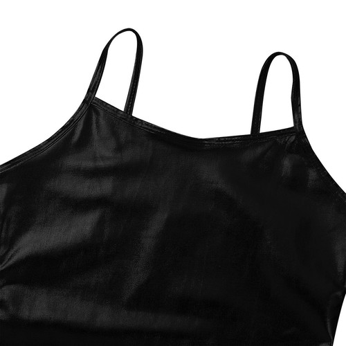 Kids Girls Shiny Metallic Hip Hop Dance Crop Tops Tank Top Gymnastics Vest Tee - Picture 27 of 146