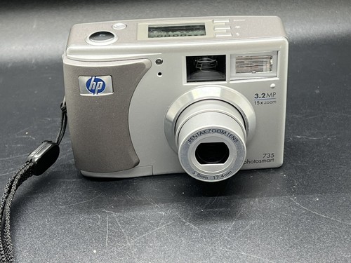 HP Photosmart 735 3.2MP Compact Silver Digital Camera w/ Case Tested & Working - Picture 3 of 6