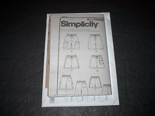 Simplicity Pattern 9795 Misses'/Men's Shorts in 2 Lengths/Four Styles XS~XXL Unc - Picture 2 of 3