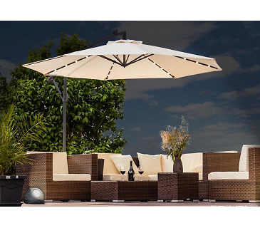 Ombrellone ottagonale ecrù 3 mt con palo laterale e illuminazione led pannello s - Foto 1 di 6