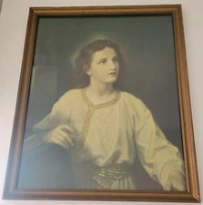 Jesus in the Temple vintage wood framed print under glass. Frame 21” x 17.5”