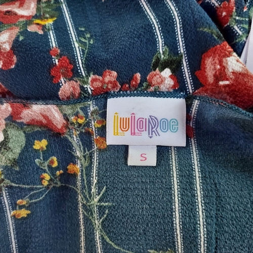 Cárdigan abierto kimono Lularoe Shirley playa talla pequeña fluido floral nuevo con etiquetas - Imagen 7 de 12