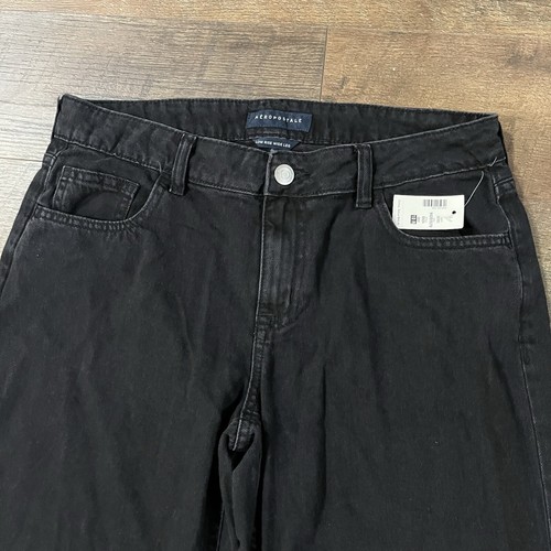 Y2K Aero High Rise Baggy Wide Leg Non Stretch Black Jeans 10R Aeropostale - Picture 2 of 12