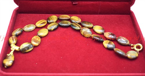 Pretty Natural 10x14mm Yellow Tiger's Eye Gems Oval Pendant Necklace 16-28in - Picture 5 of 12