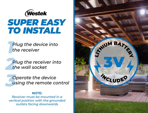 Westek RFK326LC Exterior Inalámbrico Remoto Llavero Llavero y Receptor Plug-in Kit-2 piezas - Imagen 6 de 9