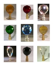 Lamp Finial**STUNNING** Colored Crystal With Brass Or Nickel Base