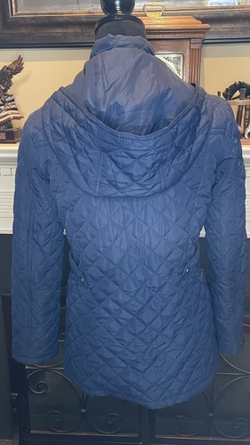 Women’s Blue Tommy Hilfiger Quilted Puffer Jacket Coat With Zipper Small - Picture 2 of 4