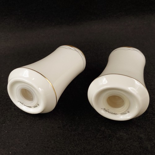 NORITAKE Golden Cove 7719 New Traditions White Gold Salt & Pepper Shaker Set - Picture 8 of 10