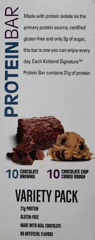 Новые протеиновые батончики Kirkland — шоколадный брауни и тесто для печенья, батончики для закусок 2,12 унции - Изображение 3 из 3