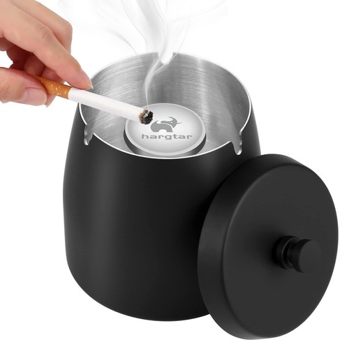 Outdoor Ashtray with Lid Ashtrays for Cigarettes Outdoor Ash Small Black