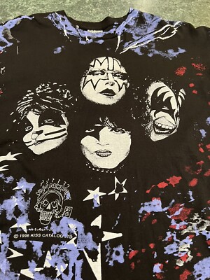 Vintage 1996-97 KISS Alive Worldwide All Over Print Graphic