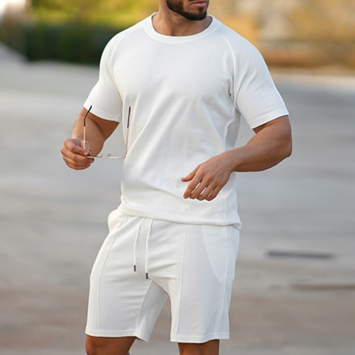 Sport Outfit Herren 2-teiliges Set Kurzarm T-Shirt und Shorts Freizeit Trainingsanzüge - Bild 9 von 18