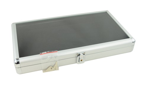 Vetrina in alluminio coperchio in vetro con scelta di scomparto grigio floccato inserto - Foto 10 di 46