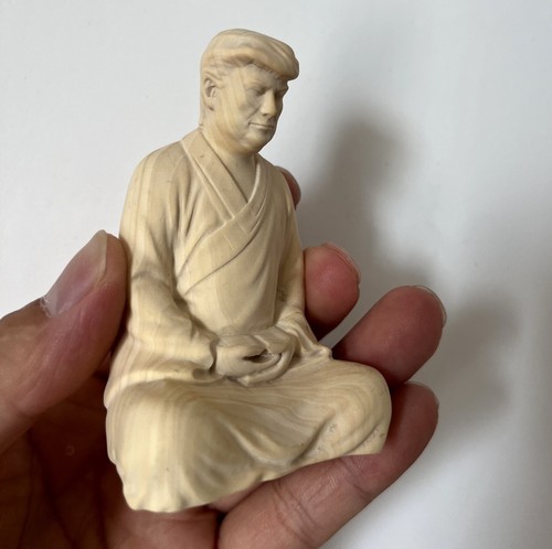 Natural Boxwood Carved Meditation Statue Collection Decor - Picture 3 of 9