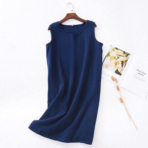 Summer Women‘s Night Dress Sleepwear Gauze Cotton Crepe Sleepshirts Nightgowns - Picture 11 of 15