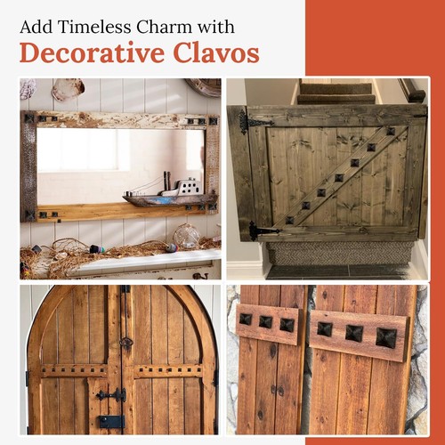 100 Pack Square Pyramid Door Clavos Decorative Nails 1.5" Rustic Hammered Iron - Picture 41 of 42