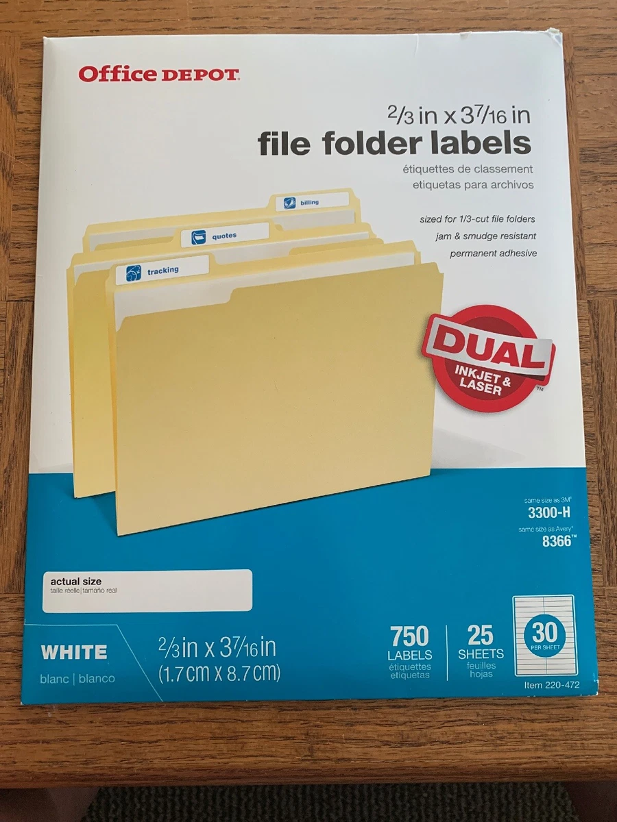Office Depot File Folder Labels 220 472